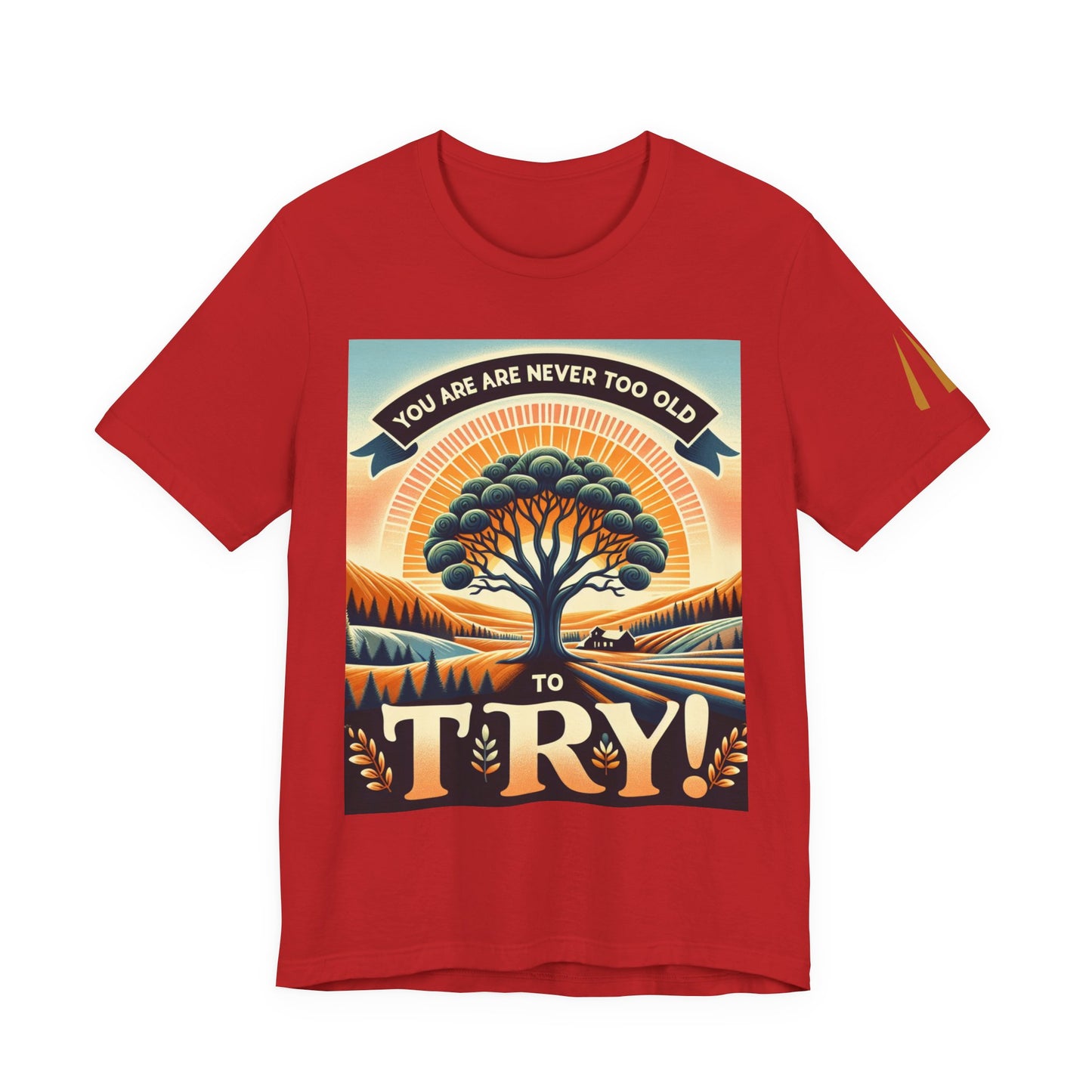 Inspirational Unisex Jersey Tee - 'You Are Never Too Old to Try' & 'Happy and Dazzling'