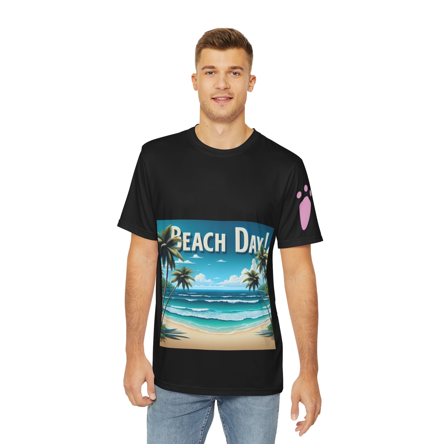 Beach Day Men's Tee, Summer Shirt, Ocean Vacation Top, Tropical Graphic T-Shirt, Beachwear Gift for Him