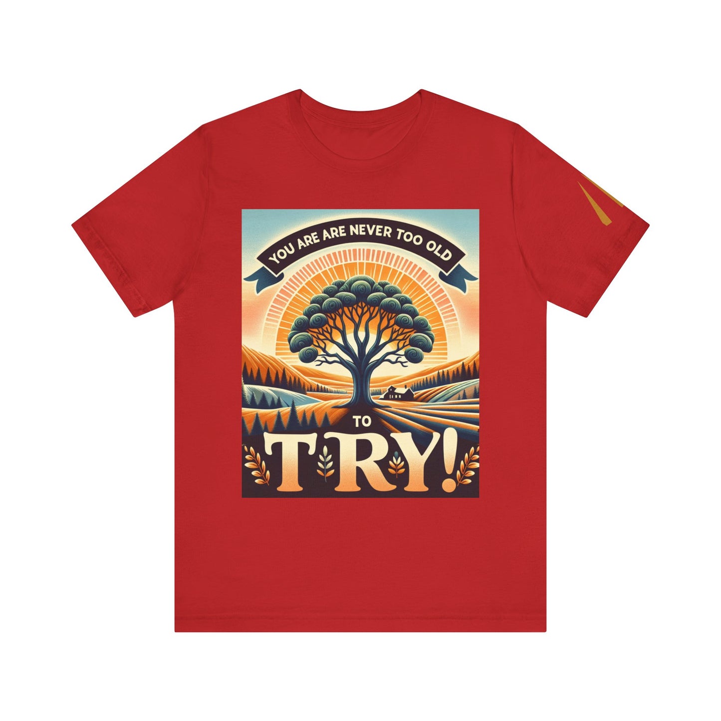 Inspirational Unisex Jersey Tee - 'You Are Never Too Old to Try' & 'Happy and Dazzling'