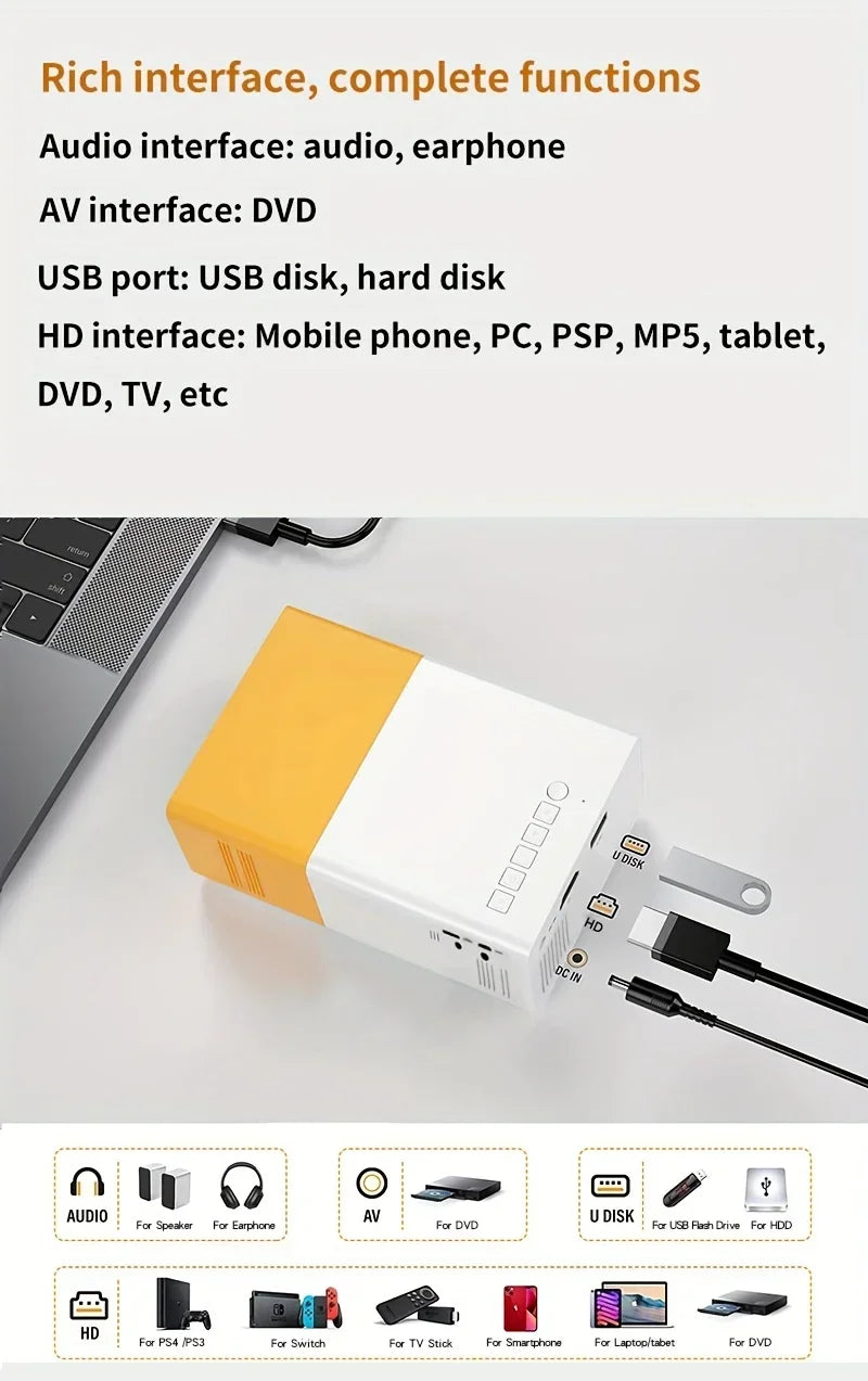 YG300 PRO Mini HD Outdoor Projector Home theater Projector Mini Portable YG300 LED Children's Projector Mobile Video project
