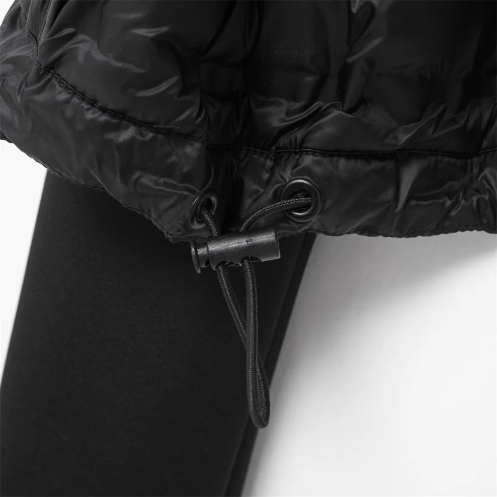 UNIZERA 2024 Autumn New Product Casual Women's Fashion Black Stand up Collar Splicing Short Jacket Cotton Jacket