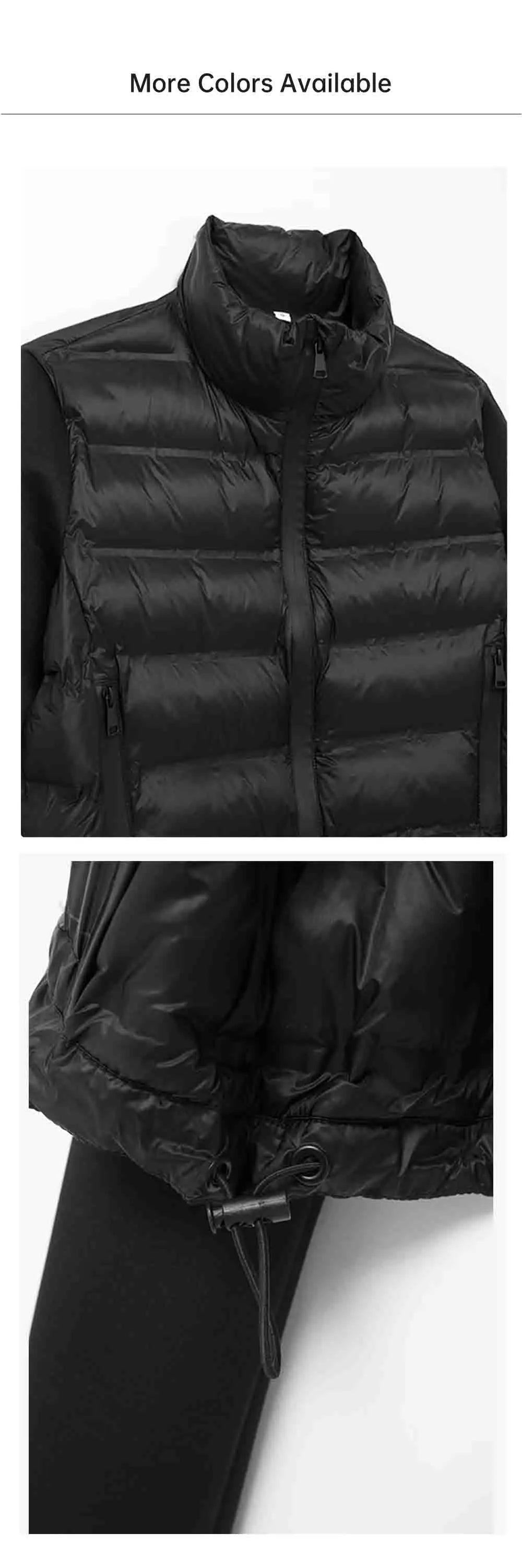 UNIZERA 2024 Autumn New Product Casual Women's Fashion Black Stand up Collar Splicing Short Jacket Cotton Jacket