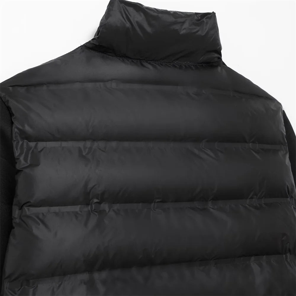 UNIZERA 2024 Autumn New Product Casual Women's Fashion Black Stand up Collar Splicing Short Jacket Cotton Jacket