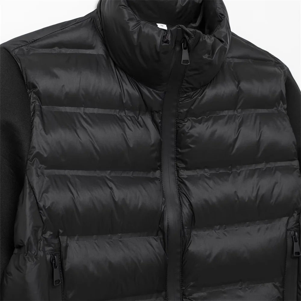 UNIZERA 2024 Autumn New Product Casual Women's Fashion Black Stand up Collar Splicing Short Jacket Cotton Jacket