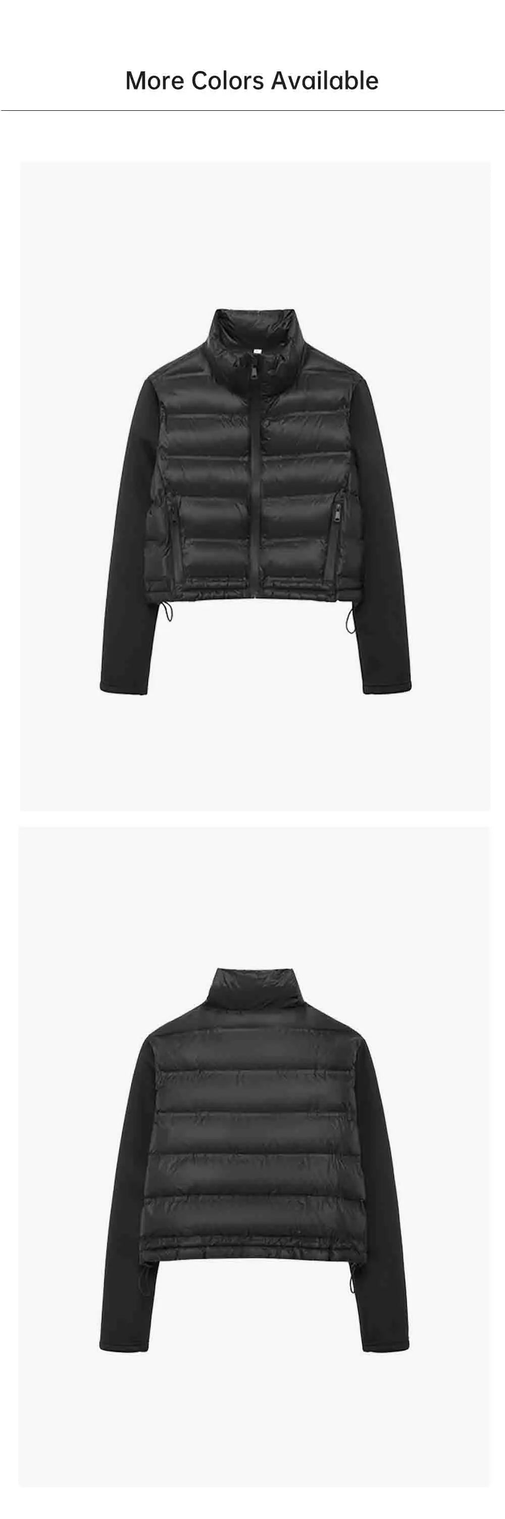 UNIZERA 2024 Autumn New Product Casual Women's Fashion Black Stand up Collar Splicing Short Jacket Cotton Jacket