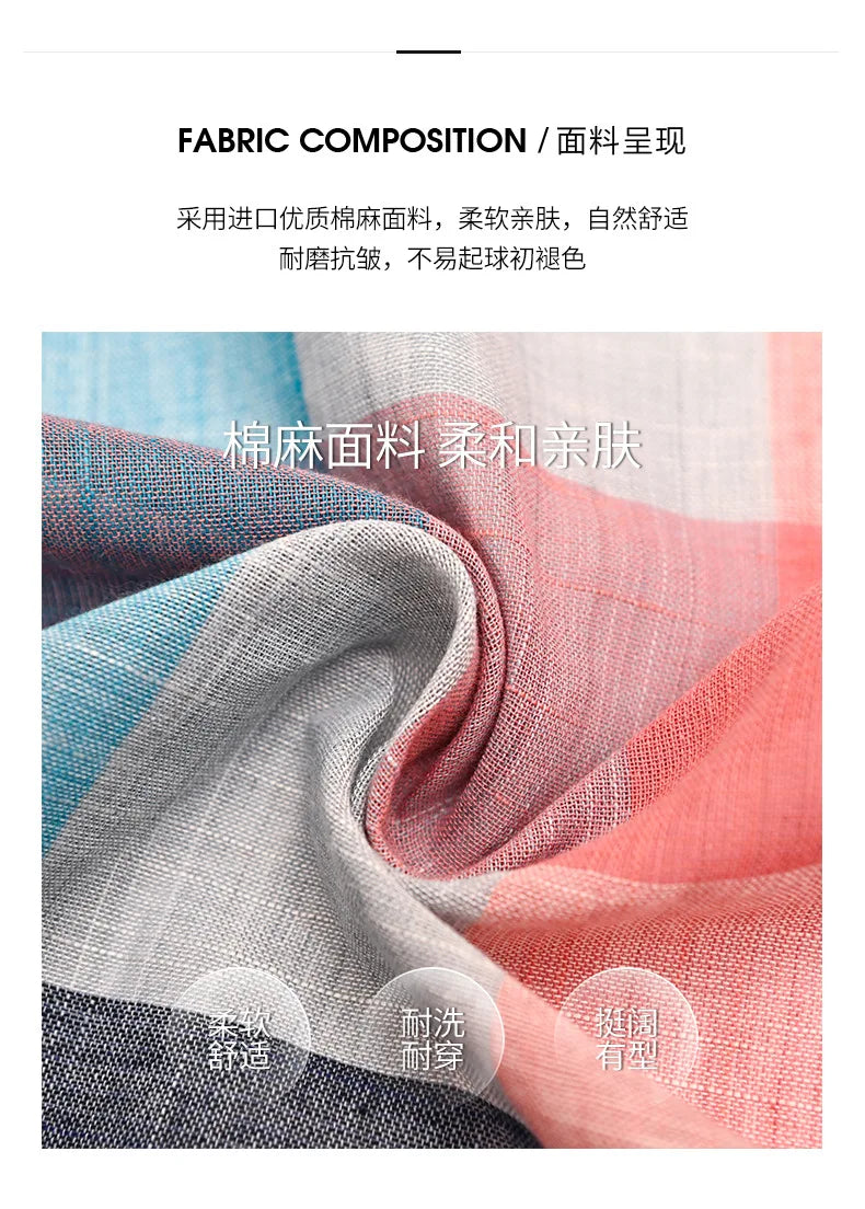 Women's Plaid Cotton Linen Shirt β Casual Long Sleeve Blouse for Fall | Trendy Checkered Tops for Everyday Style