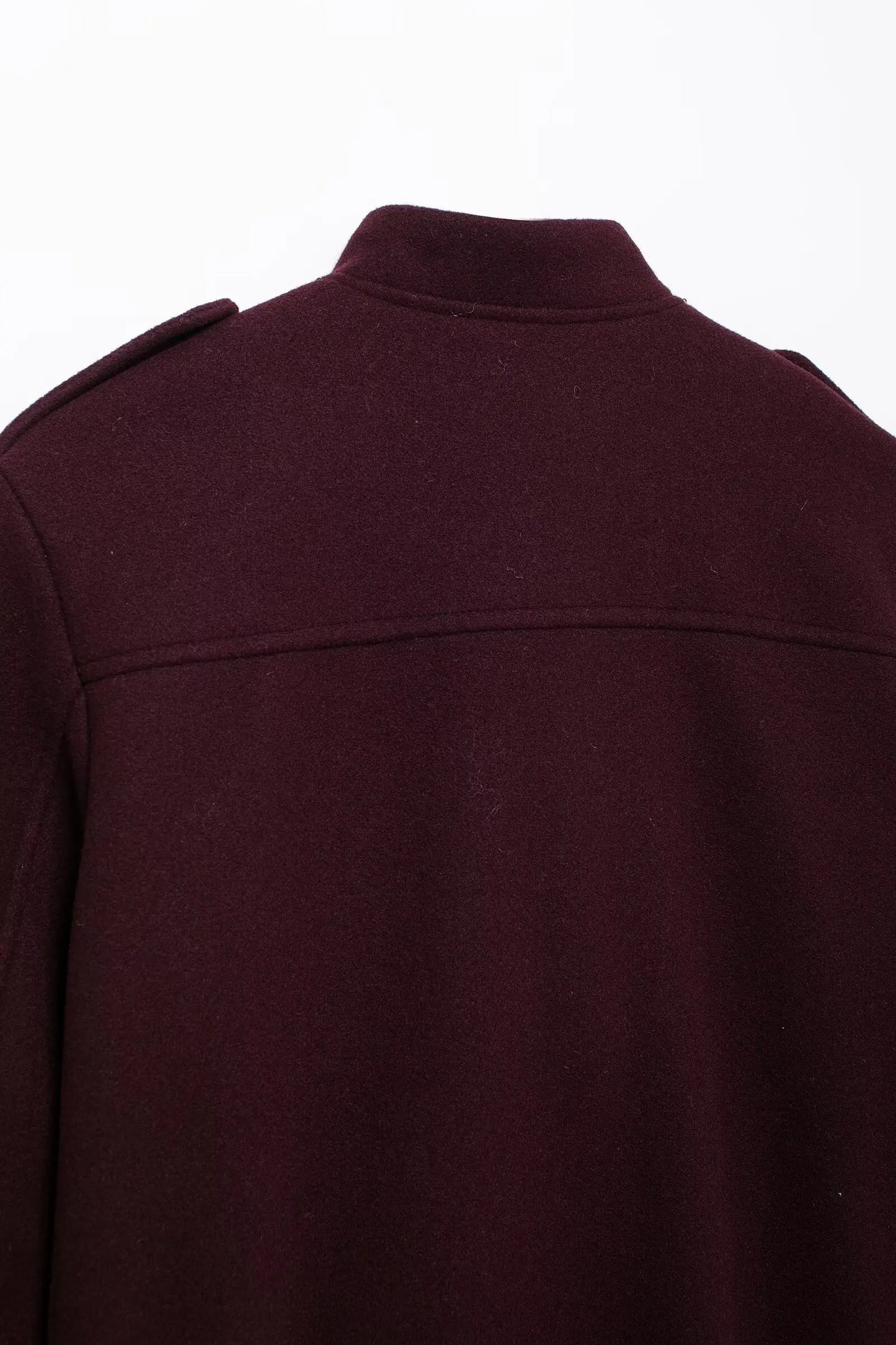 TRAFZA Women Vintage Wine Red Coat O Neck Long Sleeve Single Breasted Jacket With Pockets Autumn Casual Office Lady Outerwear