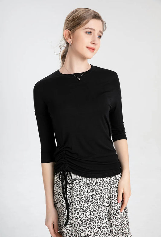 AS 2025 Summer String T shirt soft & breathable modal fabric 3/4 sleeve for women